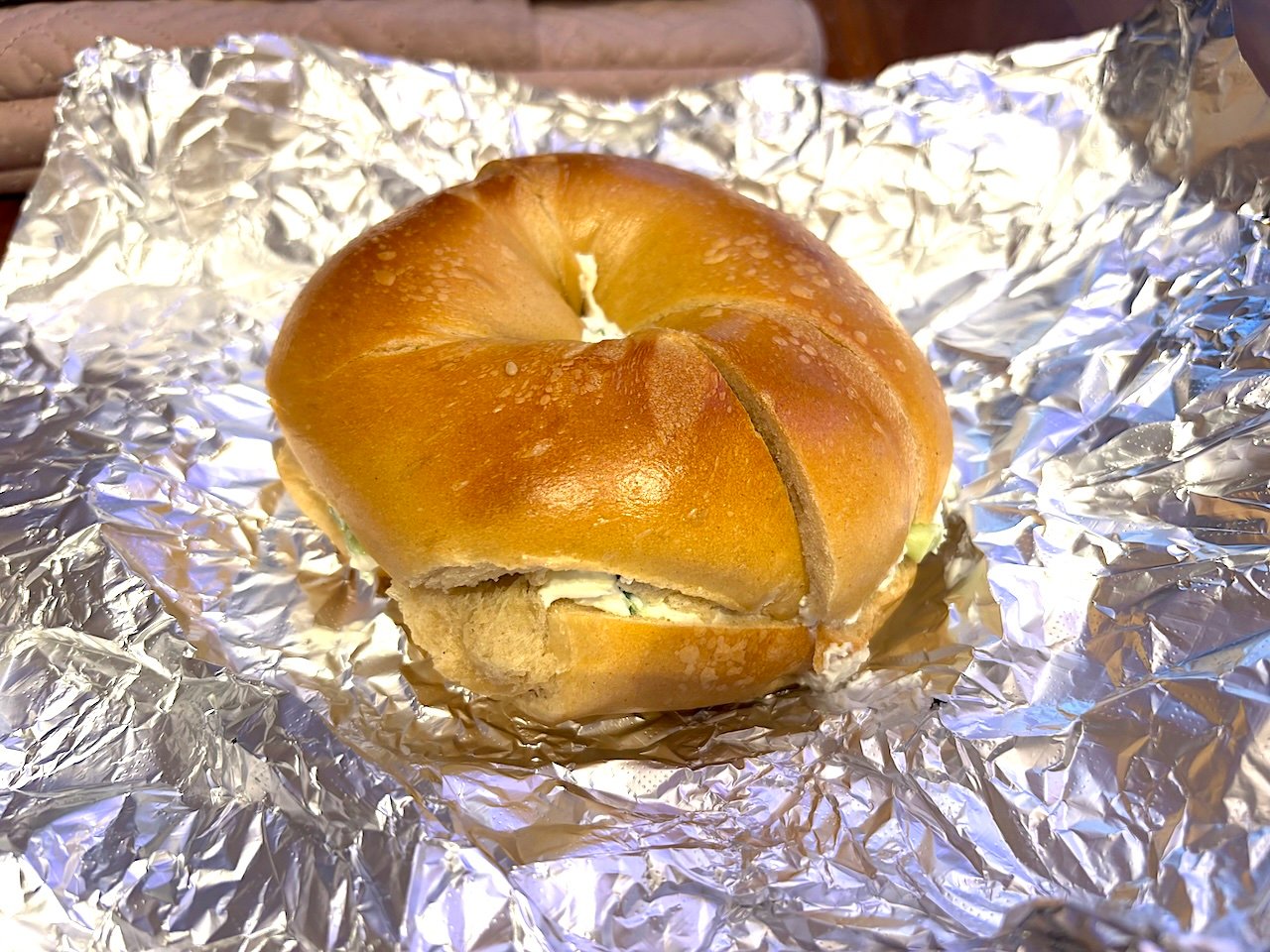 NYC bagel with cream cheese