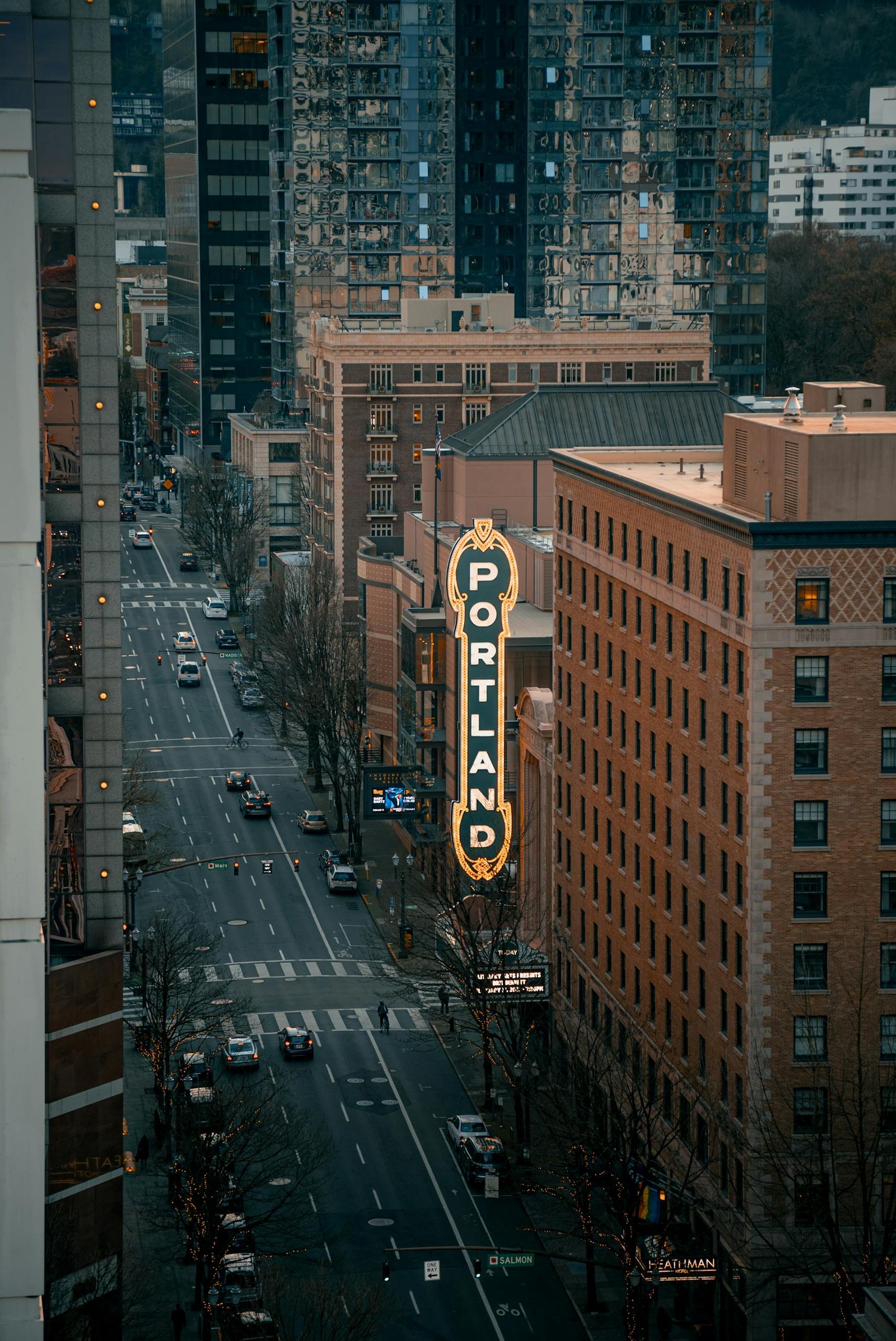 Capture of downtown Portland, OR with the famous Portland sign.