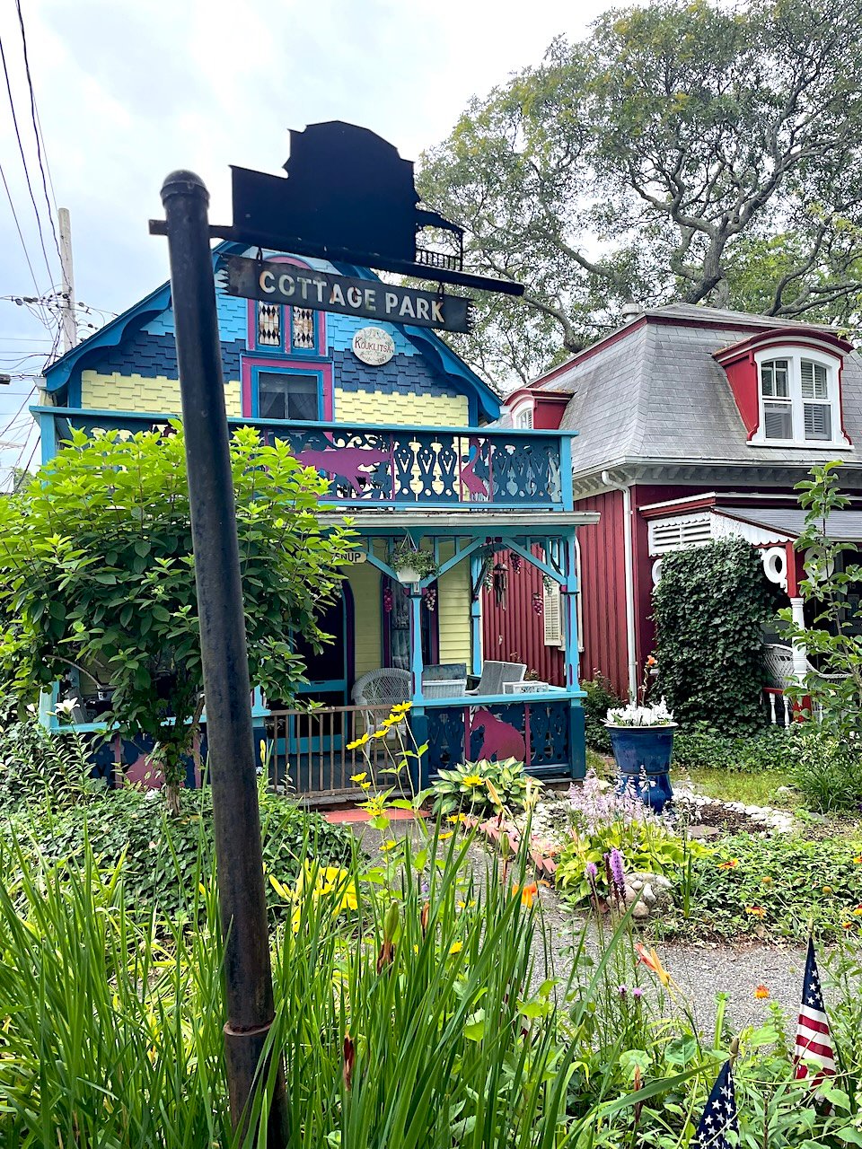 Iconic gingerbread home cottages in Oak Bluffs, Martha's Vineyard - a must visit if you only spend 1 day in Martha's Vineyard